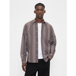 NWT GAP Oxford Shirt Men Plaid Button Down Shirt Long Sleeve Standard Fit Size L